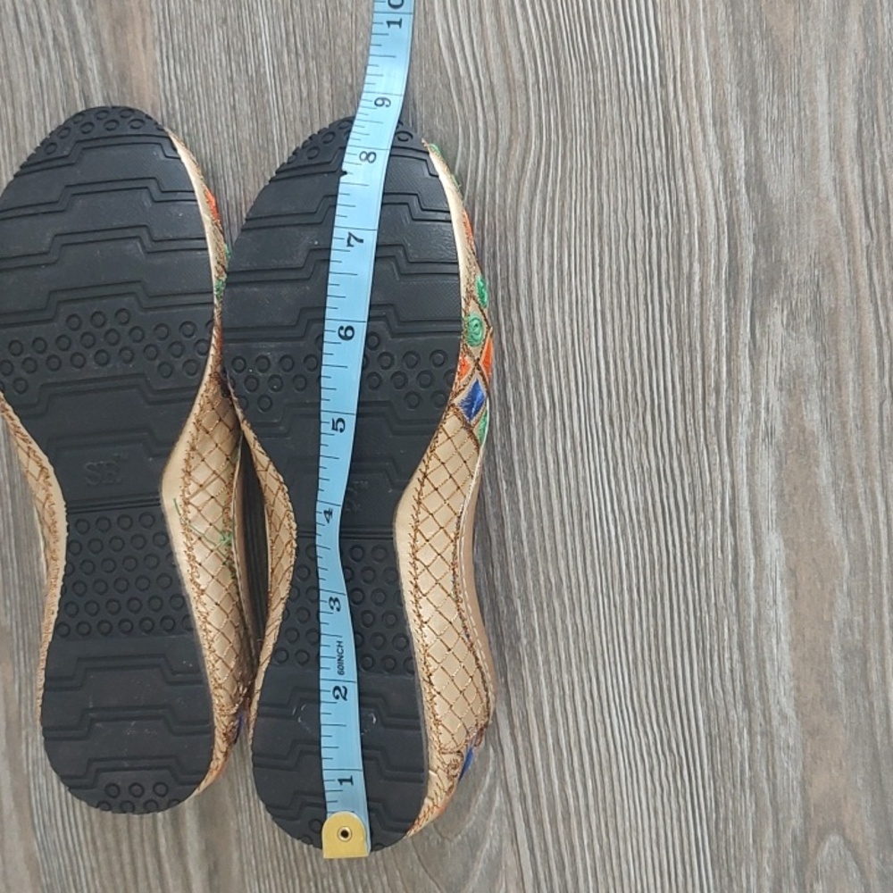 Girls Indian Punjabi Colorful Flat Shoes Bells On Vamp Size 2 Blue Gold Orange - Picture 13 of 13